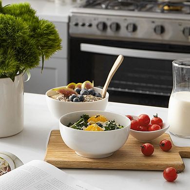 22 OZ White Ceramic Bowls Set of 4 - Perfect for Soup Bowls for Kitchen, Cereal Bowl, Ramen Bowl