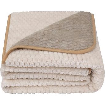 Waterproof Pet Blanket, 60x80, Reversible Fleece, Sofa & Crate Protector, Washable Taupe/Beige