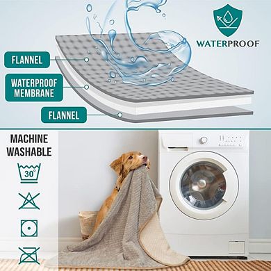 Waterproof Pet Blanket, 60x80, Reversible Fleece, Sofa & Crate Protector, Washable Taupe/Beige