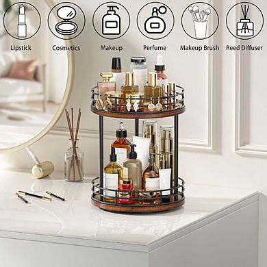 2-Tier Rotating Counter Organizer, Bathroom & Vanity Storage Shelf