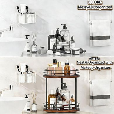 2-Tier Rotating Counter Organizer, Bathroom & Vanity Storage Shelf