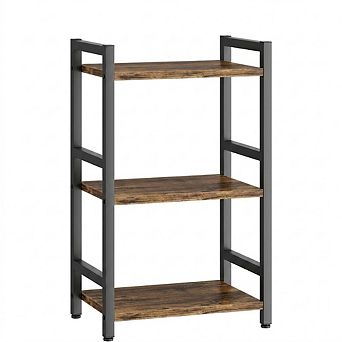 3 tier Steel Frame Bookshelf, Narrow Storage Organizer, Open Shelves