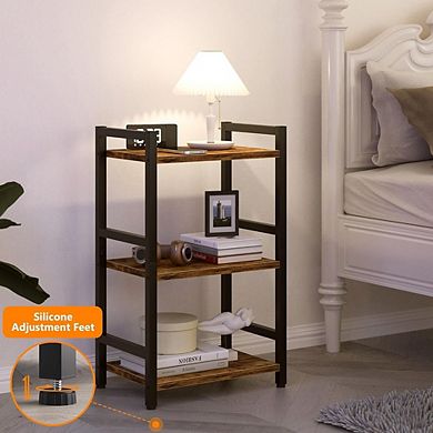 3-Tier Steel Frame Bookshelf, Narrow Storage Organizer, Open Shelves