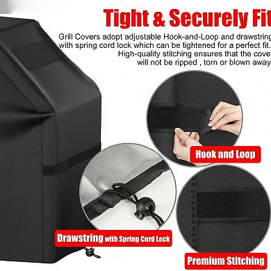 58 Inch BBQ Grill Cover Waterproof Anti-UV Windproof with Hook-and-Loop Straps Drawstring