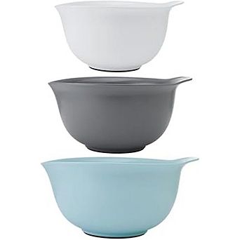 JUANWANG 3 pc Nesting Mixing Bowls, 2.5-4.5-qt Non-Slip Base, Pour Spout
