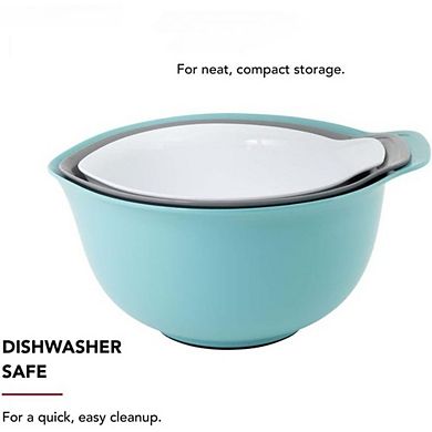 JUANWANG 3-Piece Nesting Mixing Bowls, 2.5-4.5 Qt, Non-Slip Base, Pour Spout