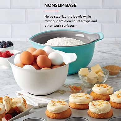 JUANWANG 3-Piece Nesting Mixing Bowls, 2.5-4.5 Qt, Non-Slip Base, Pour Spout
