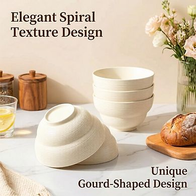 Ceramic Cereal & Soup Bowls, Set of 6, 24.5oz, Microwave & Dishwasher Safe