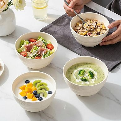Ceramic Cereal & Soup Bowls, Set of 6, 24.5oz, Microwave & Dishwasher Safe