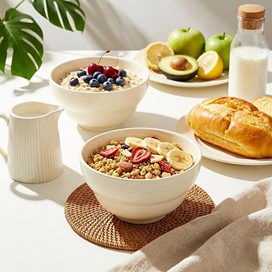 Ceramic Cereal & Soup Bowls, Set of 6, 24.5oz, Microwave & Dishwasher Safe