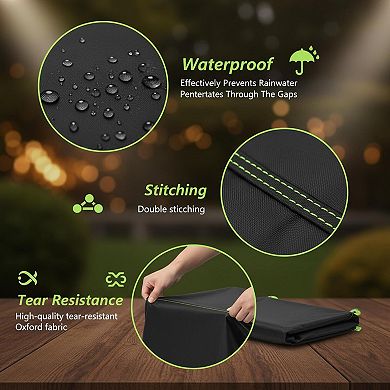 Universal Outdoor Grill Cover Waterproof Anti-UV Oxford Windproof Adjustable Straps 45-75 Inch