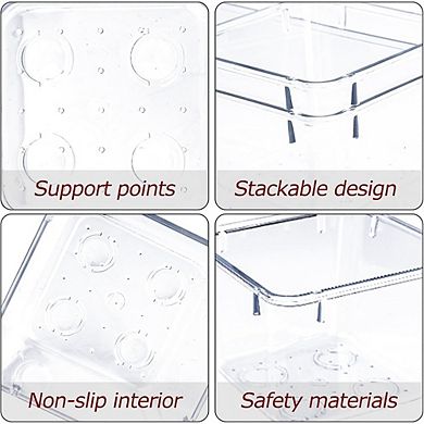 4-Pack Clear Plastic Drawer Organizers, Multi-Purpose Storage Bins