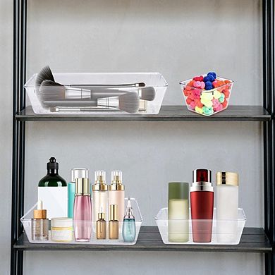 4-Pack Clear Plastic Drawer Organizers, Multi-Purpose Storage Bins