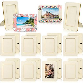 JUANWANG 20-Pack Wooden Photo Frames, 4x6, Unfinished DIY Craft, Standing Display