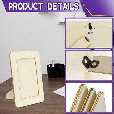 JUANWANG 20-Pack Wooden Photo Frames, 4x6, Unfinished DIY Craft, Standing Display