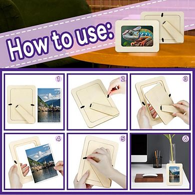 JUANWANG 20-Pack Wooden Photo Frames, 4x6, Unfinished DIY Craft, Standing Display