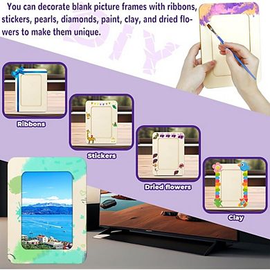 JUANWANG 20-Pack Wooden Photo Frames, 4x6, Unfinished DIY Craft, Standing Display