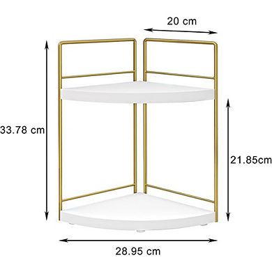 2-Tier Wooden Corner Counter Organizer, Bathroom & Vanity Storage Shelf