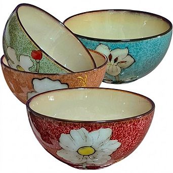 Ceramic Cereal & Soup Bowls Set of 4 Dishwasher, Oven & Microwave Safe
