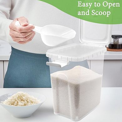 Airtight Rice and Flour Storage Container with Scoop Food-Grade Plastic Food Dispenser