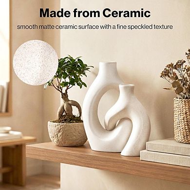 Ceramic Hollow Vase Set of 2, Nordic Minimalist Decorative Vases