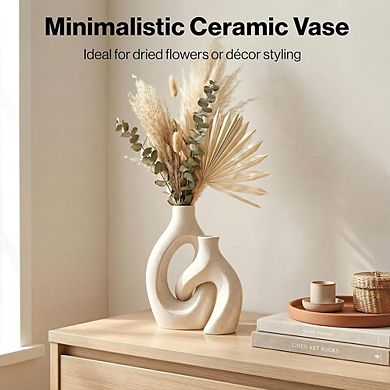 Ceramic Hollow Vase Set of 2, Nordic Minimalist Decorative Vases