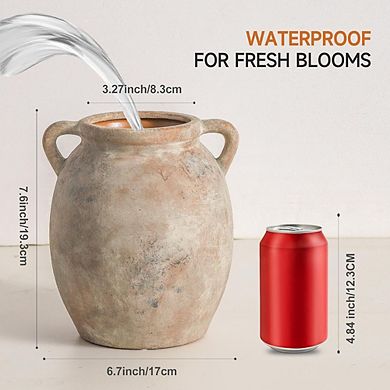 Ceramic Decorative Vase, Rustic Farmhouse Pottery for Home Decor