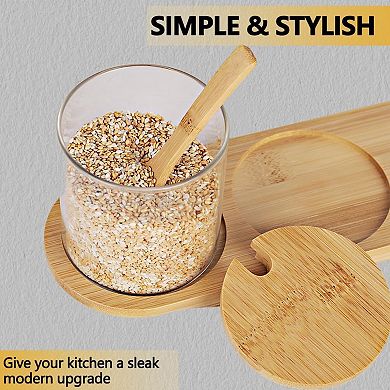 Condiment Containers with lids 3 pack Seasoning Box Condiment Pots Jars with Spoons Container