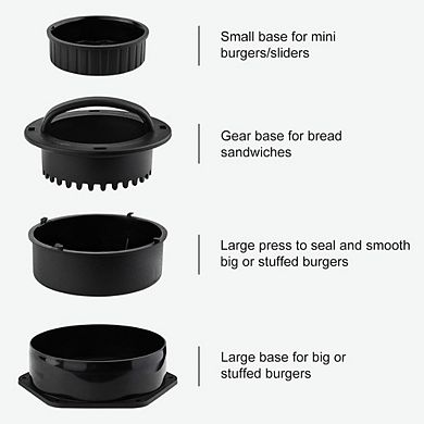 JUANWANG 4-in-1 Stuffed Burger Press Kit, 2 Cast Iron Presses & Brushes,Non-Stick,for Grill/Griddle