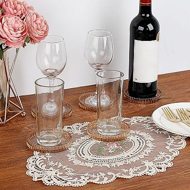 Modern Clear Coaster Set of 5- Glass Coasters for Drinks Crystal Coasters Round Cup Coasters Coffee