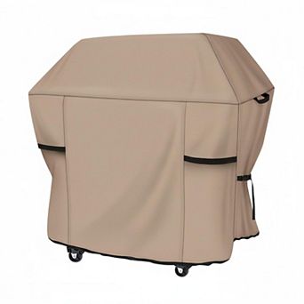 Waterproof Heavy Duty 600D Grill Cover for 3-5 Burner Gas BBQ Air Vents, Draw Cord Clips