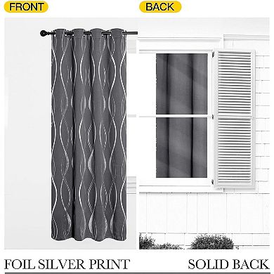 Blackout Floral Pattern Curtains for Living Room 84 inch Long 2 Panels Set, Noise Reducing Thermal