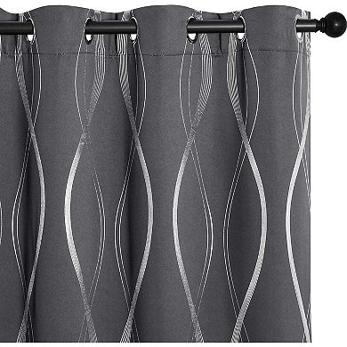 Blackout Floral Pattern Curtains for Living Room 84 inch Long 2 Panels Set, Noise Reducing Thermal
