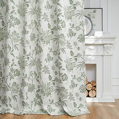 Floral Blackout Curtains 2 Panels, Room Darkening, Thermal Drapes