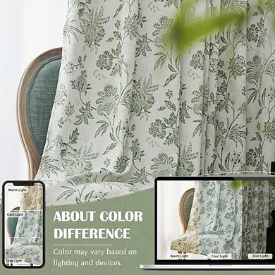 Floral Blackout Curtains 2 Panels, Room Darkening, Thermal Drapes