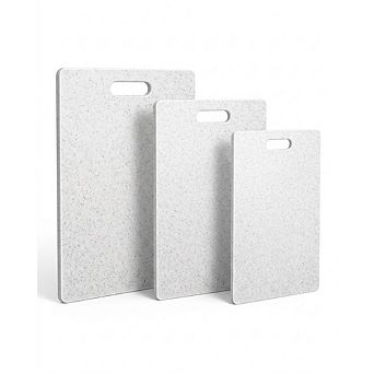 3 pc White Plastic Cutting Board Set, BPA-Free, Double-Sided, Non-Slip