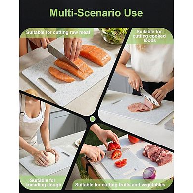 3-Piece White Plastic Cutting Board Set, BPA-Free, Double-Sided, Non-Slip