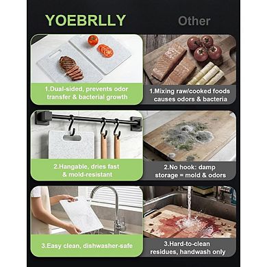 3-Piece White Plastic Cutting Board Set, BPA-Free, Double-Sided, Non-Slip