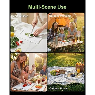 3-Piece White Plastic Cutting Board Set, BPA-Free, Double-Sided, Non-Slip