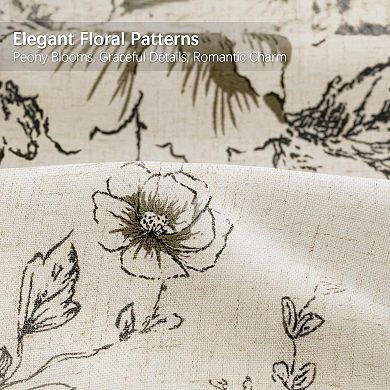 Farmhouse Floral Vintage Shower Curtain, Linen Spring Pattern Shower Curtains for Bathroom