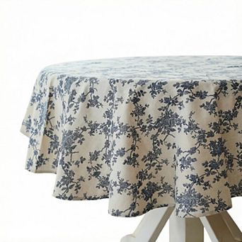 Pastoral Round Tablecloth - 60 Inch Dia. Table Cloth - Washable Table Cover with Dust-Proof Wrinkle