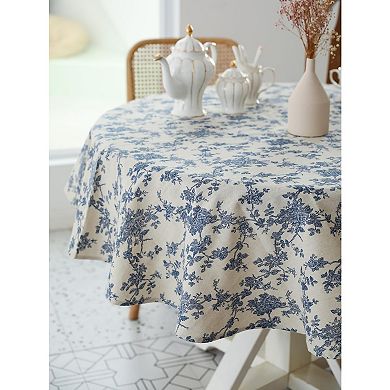 Pastoral Round Tablecloth - 60 Inch Dia. Table Cloth - Washable Table Cover with Dust-Proof Wrinkle