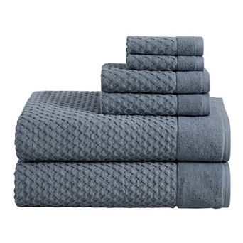Madelinen® 6 pc Low Twist Cotton Diamond Waffle Texture Towel Set