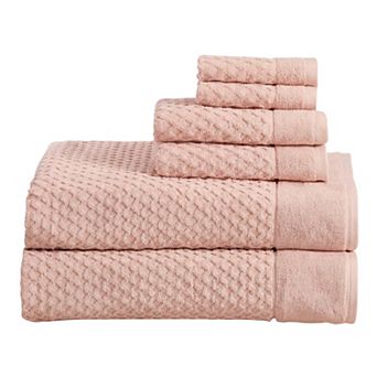 Madelinen® 6 pc Low Twist Cotton Diamond Waffle Texture Towel Set