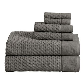 Madelinen® 6 pc Low Twist Cotton Diamond Waffle Texture Towel Set