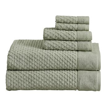 Madelinen® 6 pc Low Twist Cotton Diamond Waffle Texture Towel Set