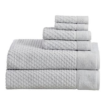 Madelinen® 6 pc Low Twist Cotton Diamond Waffle Texture Towel Set