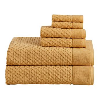 Madelinen® 6 pc Low Twist Cotton Diamond Waffle Texture Towel Set