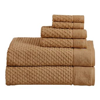 Madelinen® 6 pc Low Twist Cotton Diamond Waffle Texture Towel Set