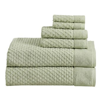 Madelinen® 6 pc Low Twist Cotton Diamond Waffle Texture Towel Set